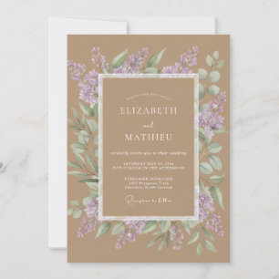 Tan Graceful Rustic Wedding Invitation