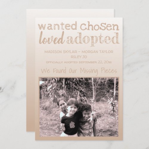 Tan Gradient Wanted Chosen Loved Adopted Announcement