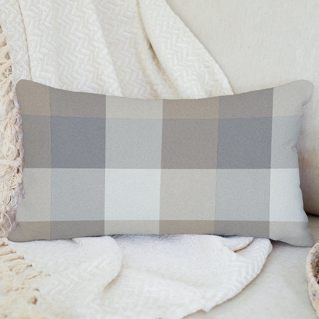 Tan, Gray, and Ivory Plaid Lumbar Pillow (Creator Uploaded)
