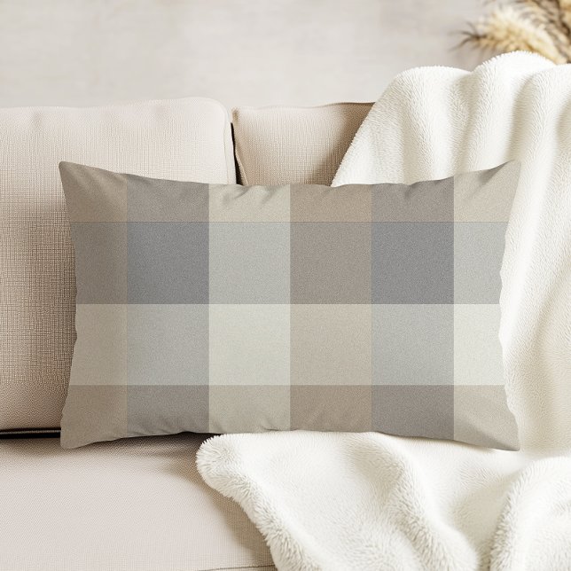 Tan, Gray, and Ivory Plaid Neutral Accent Pillow (Creator Uploaded)