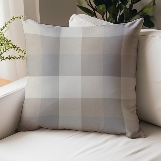 Tan, Gray, and Ivory Plaid Throw Pillow (Creator Uploaded)