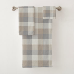 Rustic Gray Buffalo Plaid Bath Towel Set, Zazzle in 2023