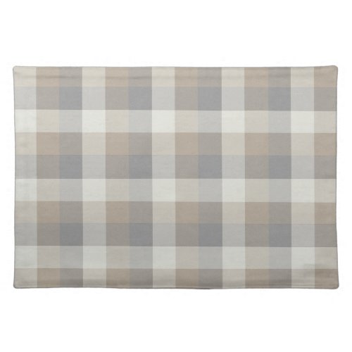 Tan Gray Ivory Neutral Rustic Plaid Cloth Placemat