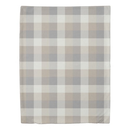 Tan Gray Ivory Neutral Rustic Plaid Duvet Cover