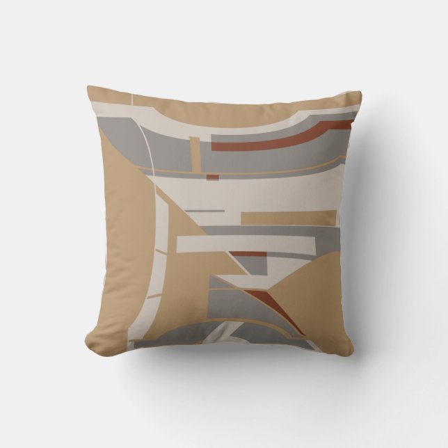 Tan Gray Taupe Mediterranean Geometric Abstract  Throw Pillow (Front)