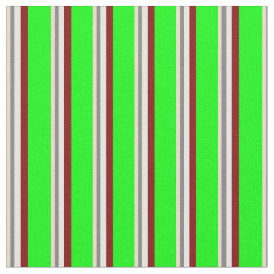 Tan, Gray, White, Maroon & Lime Stripes Pattern Fabric