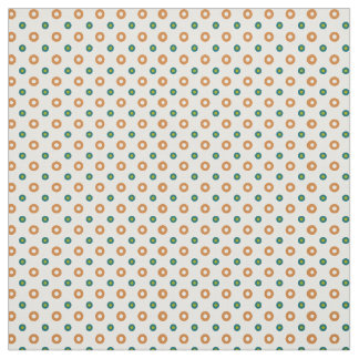 Tan, Green and Teal on Cream Polka Dots Pattern Fabric