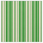 [ Thumbnail: Tan & Green Colored Lined Pattern Fabric ]