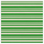 [ Thumbnail: Tan & Green Colored Lines Fabric ]