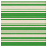 [ Thumbnail: Tan & Green Pattern of Stripes Fabric ]