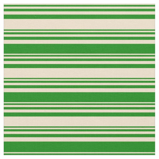 Tan & Green Pattern of Stripes Fabric
