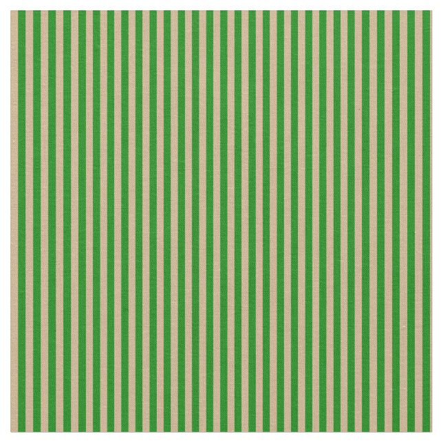 Tan & Green Striped/Lined Pattern Fabric (Close Up)