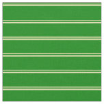 [ Thumbnail: Tan & Green Stripes/Lines Pattern Fabric ]