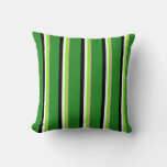 [ Thumbnail: Tan, Green, White, Black, and Forest Green Colored Throw Pillow ]