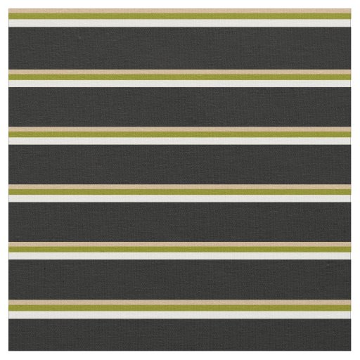 Tan, Green, White & Black Lines/Stripes Pattern Fabric