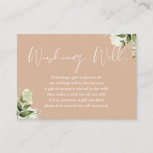 Tan Greenery Floral Wishing Well Wedding Enclosure Card