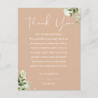 Tan Greenery Thank You Wedding Place Card