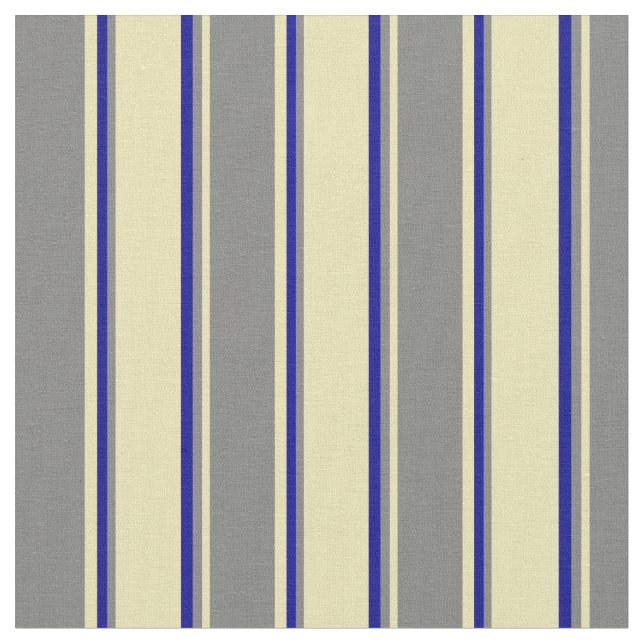 Tan, Grey & Dark Blue Colored Pattern Fabric (Close Up)