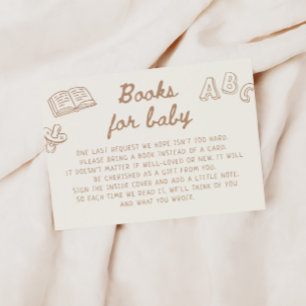 Tan Hand Drawn Baby Shower Books for Baby Enclosure Card