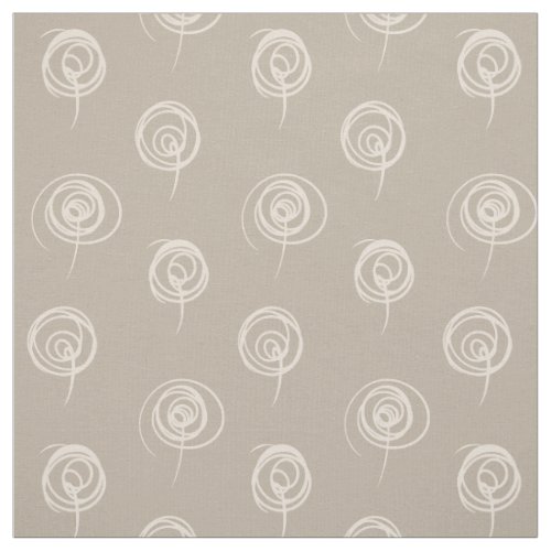 Tan Hand Drawn Scribble Flowers Fabric