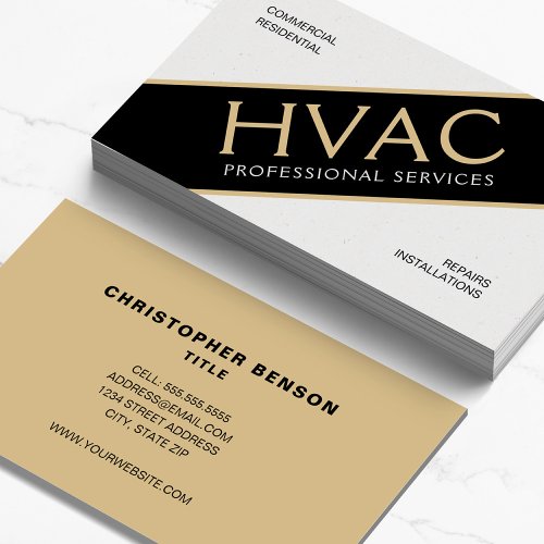 Tan Heating Cooling HVAC Business Card