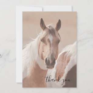 Tan Horse Whimsical Script Flat Thank You Card