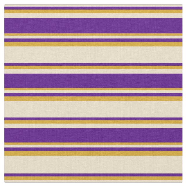 Tan, Indigo, and Goldenrod Lined/Striped Pattern Fabric (Close Up)