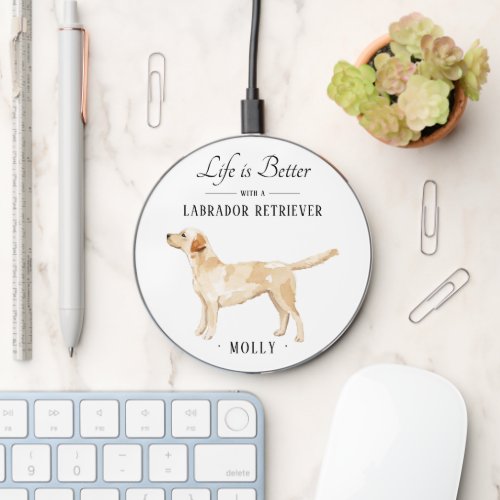 Tan Labrador Dog Wireless Charger
