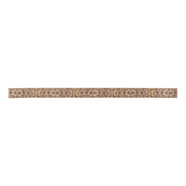 Tan Lace leaves scrolls & pumpkins ribbon (Front)