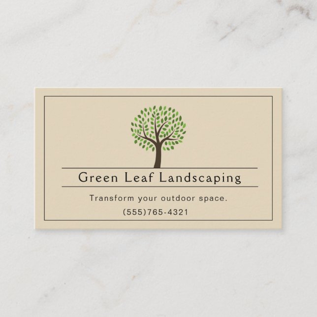 Tan Landscaping Yard Garden Service Business Card (Front)
