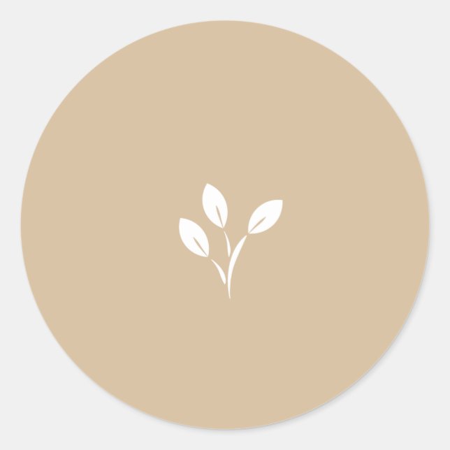 Tan, Leaf, Leaves, graphic, logo Classic Round Sticker (Front)