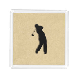 Tan Leather Golf Acrylic Tray