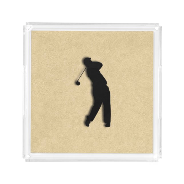 Tan Leather Golf Acrylic Tray (Front)