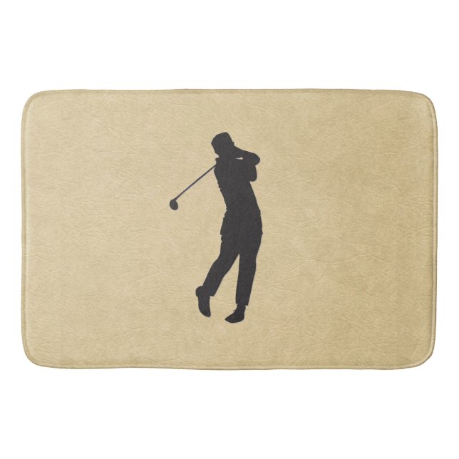 Tan Leather Golf Bath Mat (Front)