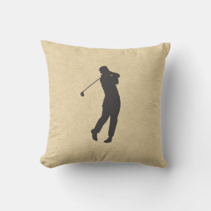 Tan Leather Golf Design Outdoor Pillow