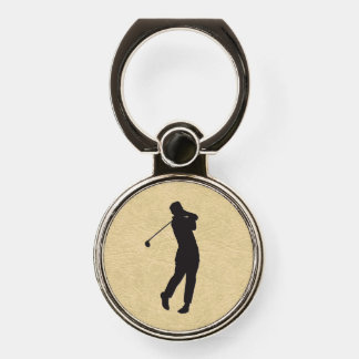 Tan Leather Golf Design Phone Ring Stand