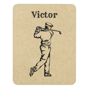 Tan Leather Look Golf Design Door Sign