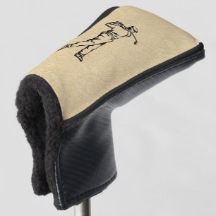 Tan Leather Look Golf Design Head Cover