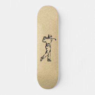 Tan Leather Look Golf Design Skateboard