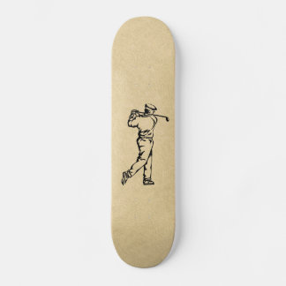 Tan Leather Look Golf Design Skateboard