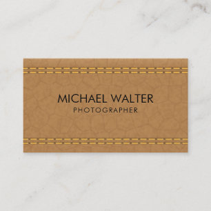 Tan Leather Stitched   Luxury Business Card