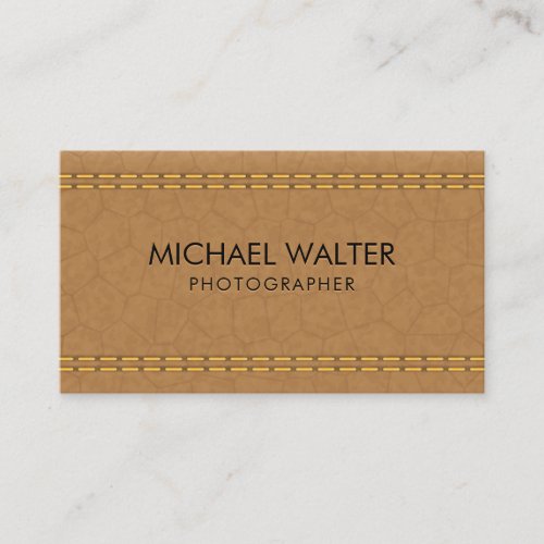 Tan Leather Stitched  Luxury Business Card