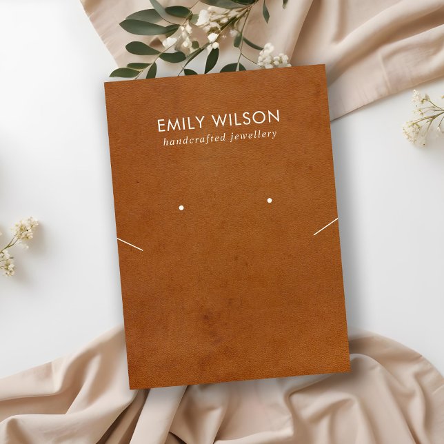 TAN LEATHER TEXTURE NECKLACE EARRING DISPLAY CARD (Creator Uploaded)