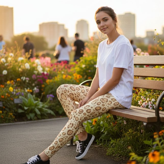 Tan Leopard Print - Soft Cheetah Animal Print Leggings (Creator Uploaded)