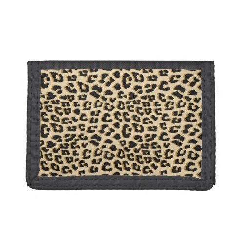 Tan Leopard Print  Trifold Wallet