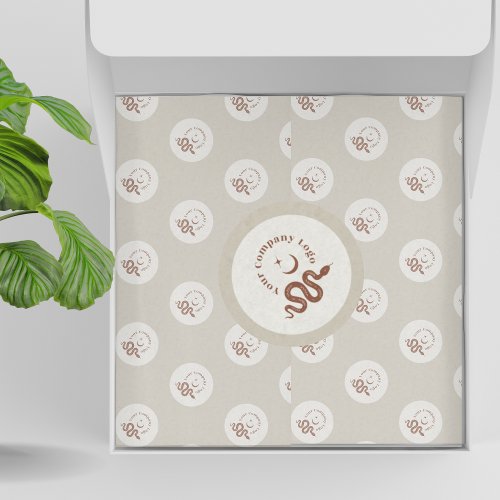 Tan Light Brown Boho Business Custom Logo Branded Tissue Paper