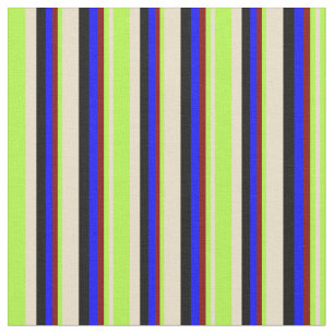 Tan, Light Green, Maroon, Blue & Black Colored Fabric