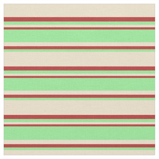 Tan, Light Green & Red Lines Fabric