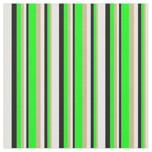 Tan, Lime, Black & White Colored Pattern Fabric