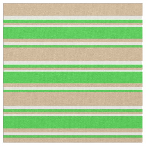 Tan, Lime Green, and White Stripes Pattern Fabric